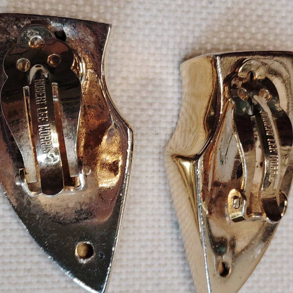 Robert Lee Morris Vintage Gold Plated Sculptural Clip On Earrings Signed - Picture 13 of 15